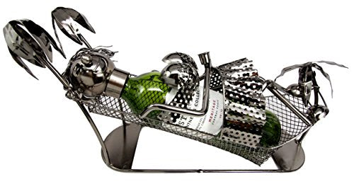ebros gift Ebros Vacation By The Beach Bikini Girl On Hammock Hand Made Metal Wine Bottle Holder