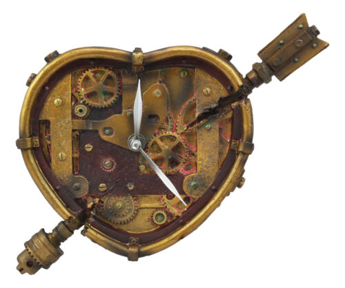 Ebros Gift Ebros Valentine's Steampunk Cupid Arrow Pierced Heart Decorative Wall Clock