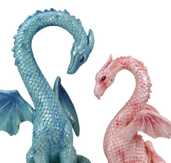 Ebros Gift Ebros Valentines Cupid Love Dragon Couple Set Of Two Blue And Pink Dragon Statue