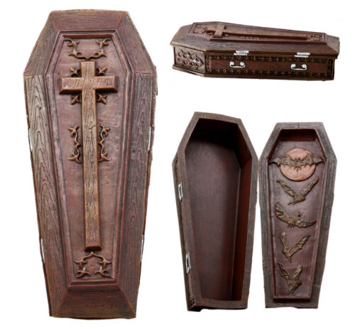 Ebros Gift Ebros Vampire Coffin Bed Jewelry Trinket Box With Zombie Cadaver Figurine Set