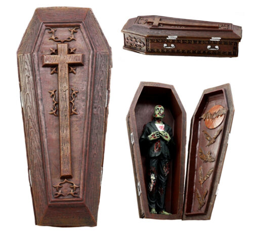 ebros gift Ebros Vampire Coffin Bed Jewelry Trinket Box with Zombie Cadaver Figurine Set