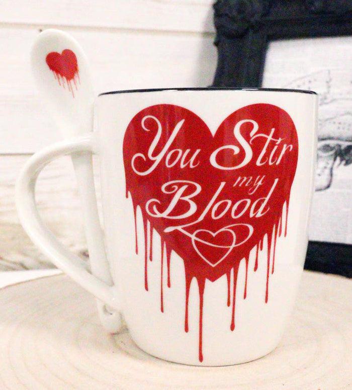 ebros gift Ebros Vampire Love Valentine You Stir My Blood Coffee Ceramic Cup Mug And Spoon Set