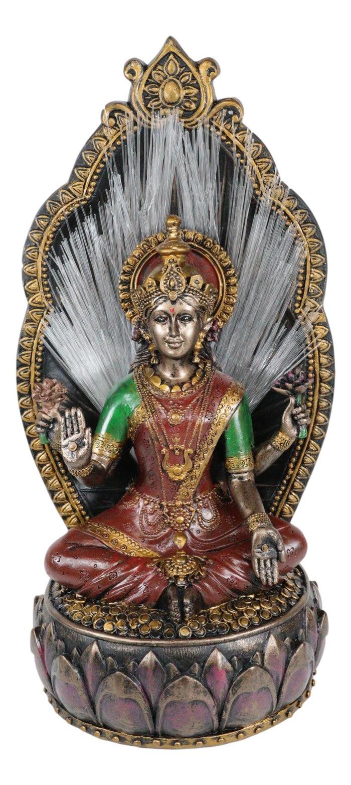 Ebros Gift Ebros Vastu Hindu Goddess Lakshmi On Lotus Throne Colorful Fiber Optics Light Figurine