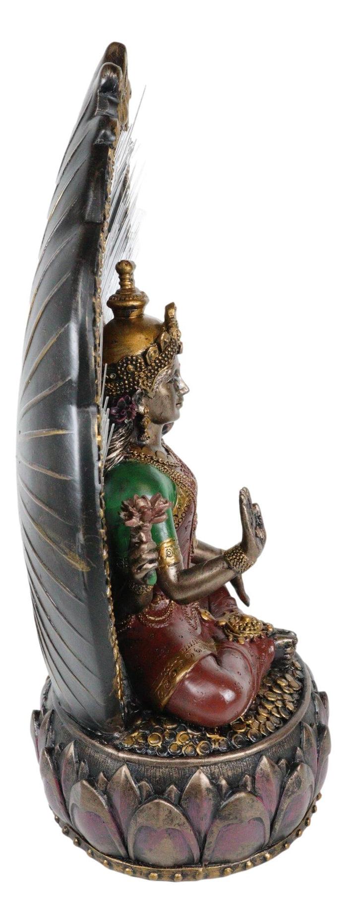 Ebros Gift Ebros Vastu Hindu Goddess Lakshmi On Lotus Throne Colorful Fiber Optics Light Figurine