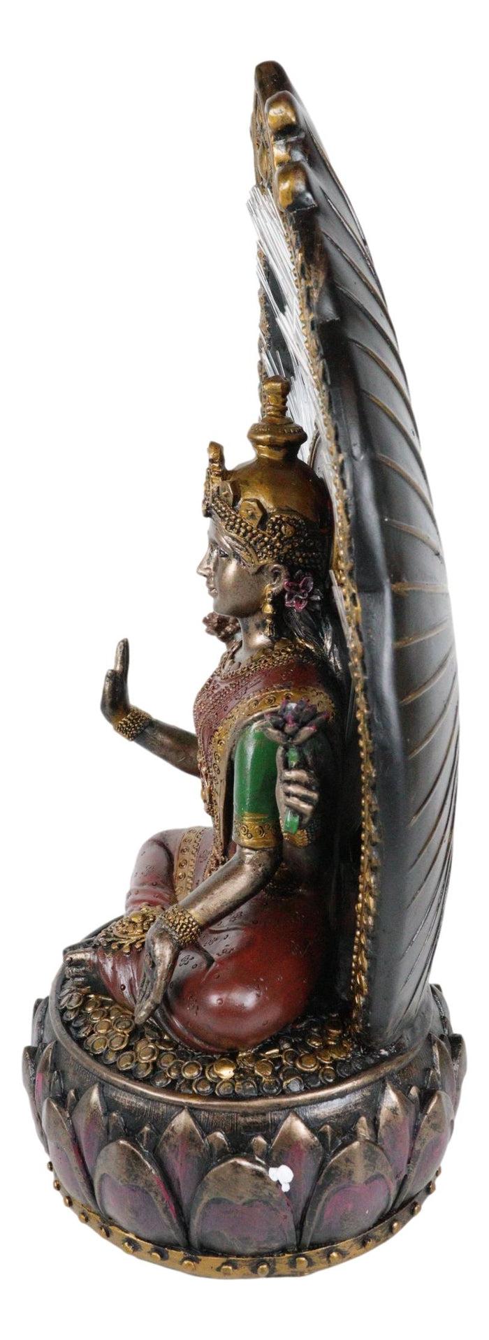 Ebros Gift Ebros Vastu Hindu Goddess Lakshmi On Lotus Throne Colorful Fiber Optics Light Figurine