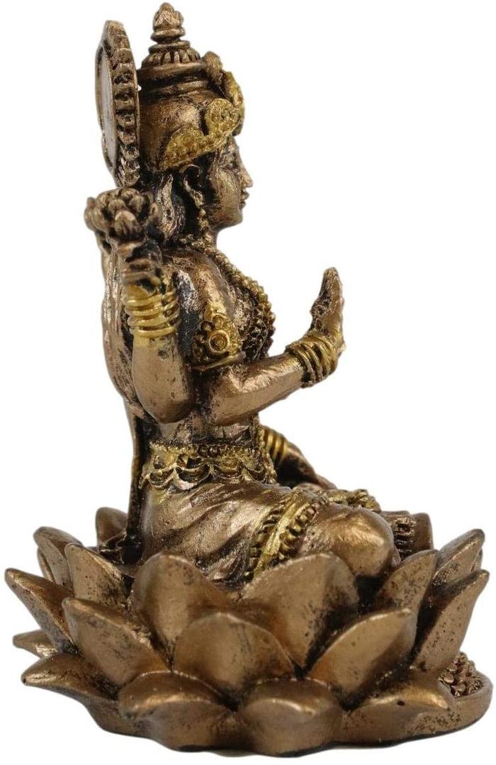 Ebros Gift Ebros Vastu Hindu Goddess Of Prosperity Lakshmi Seated Lotus Miniature Figurine