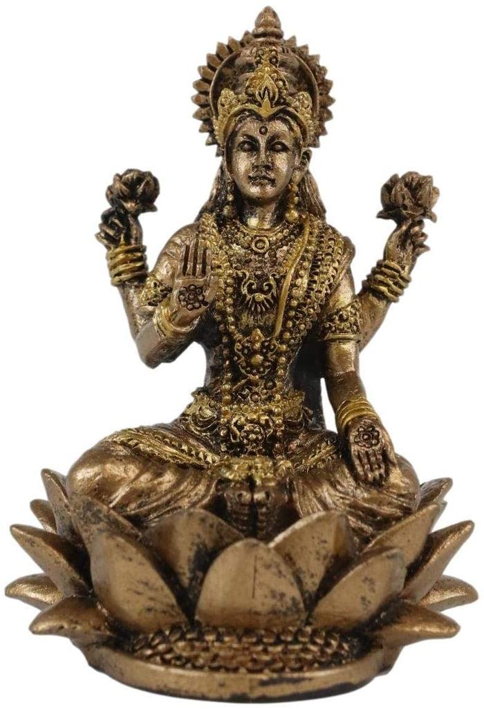 Ebros Gift Ebros Vastu Hindu Goddess Of Prosperity Lakshmi Seated Lotus Miniature Figurine