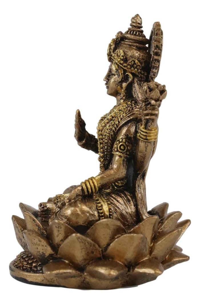 Ebros Gift Ebros Vastu Hindu Goddess Of Prosperity Lakshmi Seated Lotus Miniature Figurine