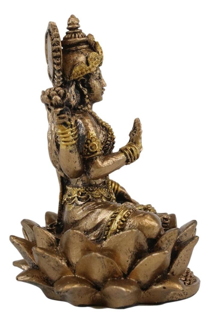 Ebros Gift Ebros Vastu Hindu Goddess Of Prosperity Lakshmi Seated Lotus Miniature Figurine