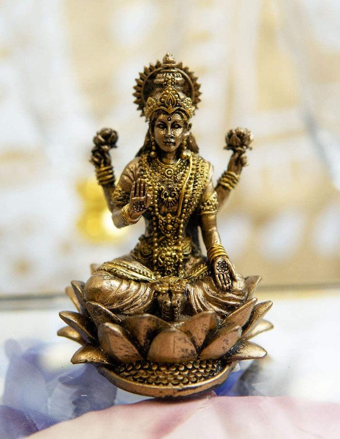 ebros gift Ebros Vastu Hindu Goddess Of Prosperity Lakshmi Seated Lotus Miniature Figurine
