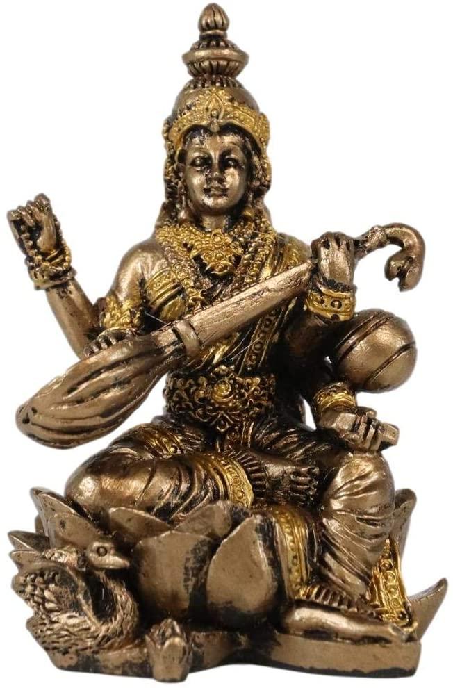 Ebros Gift Ebros Vastu Hindu Goddess Saraswati Seated On Lotus Playing Veena Guitar Statue