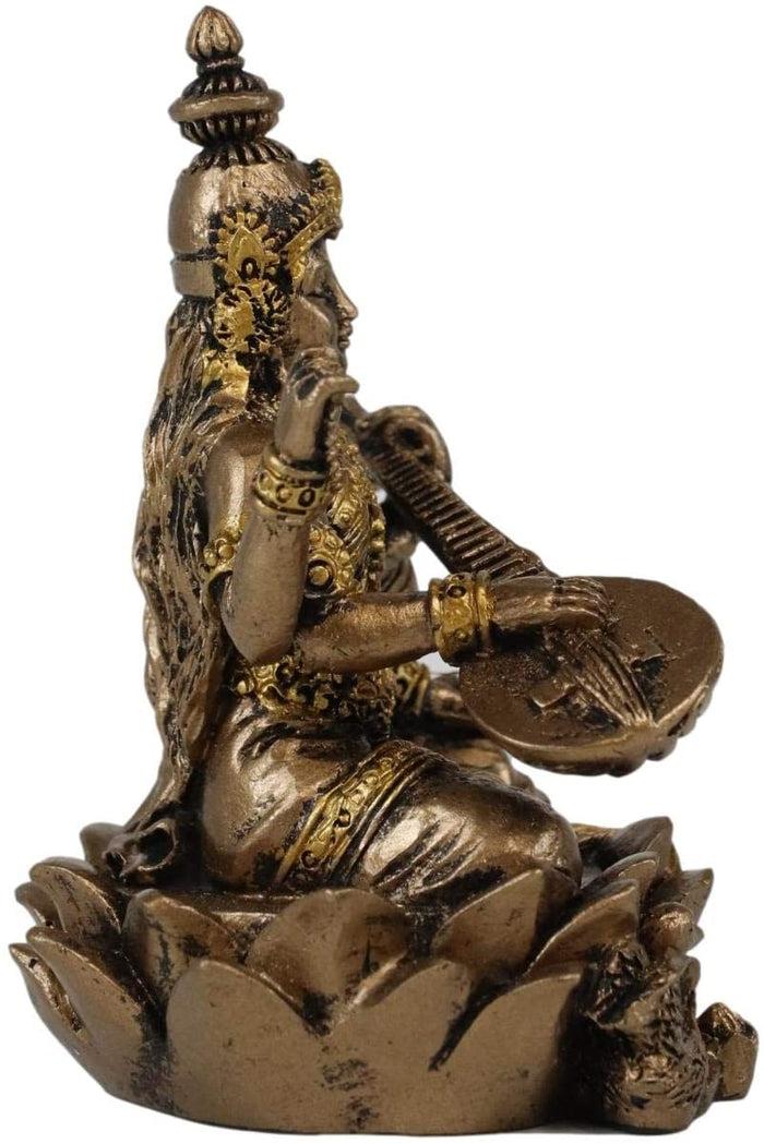 Ebros Gift Ebros Vastu Hindu Goddess Saraswati Seated On Lotus Playing Veena Guitar Statue