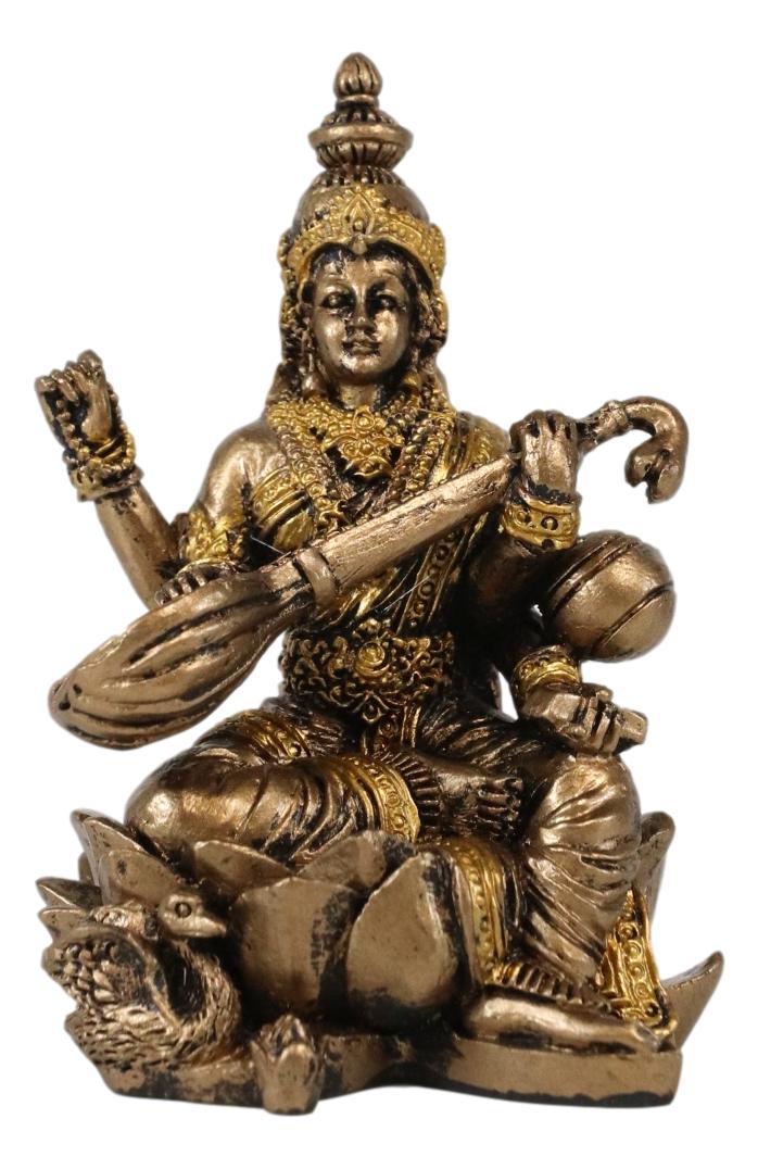 Ebros Gift Ebros Vastu Hindu Goddess Saraswati Seated On Lotus Playing Veena Guitar Statue