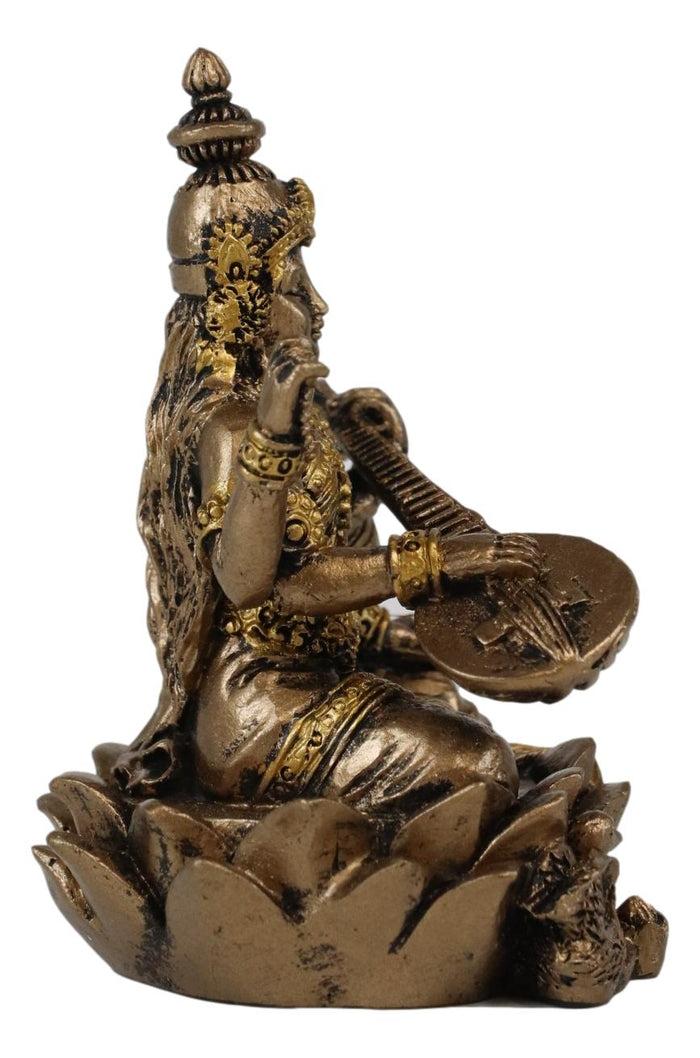 Ebros Gift Ebros Vastu Hindu Goddess Saraswati Seated On Lotus Playing Veena Guitar Statue