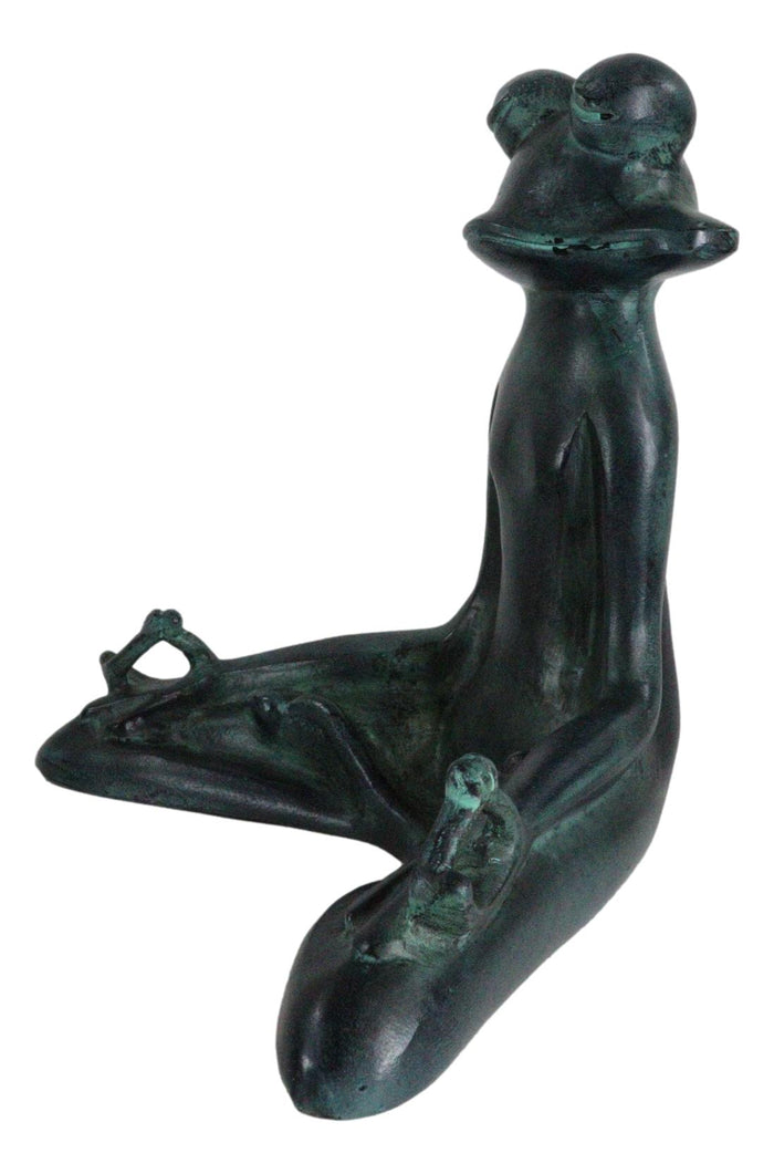 Ebros Gift Ebros Verdi Aluminum Meditating Yoga Frog Garden Statue 11.5"H Inner Peace