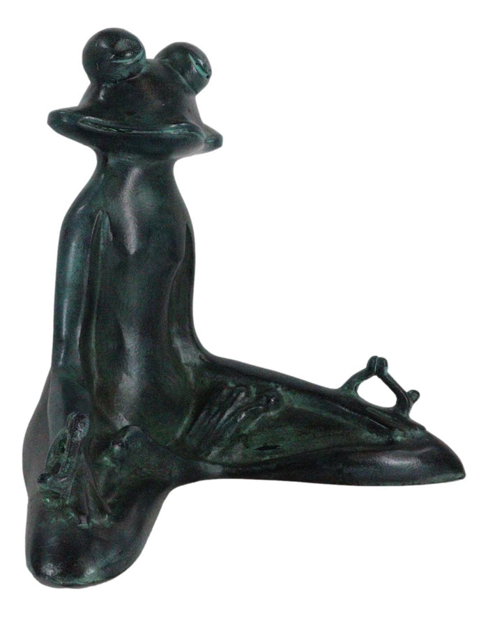 Ebros Gift Ebros Verdi Aluminum Meditating Yoga Frog Garden Statue 11.5"H Inner Peace