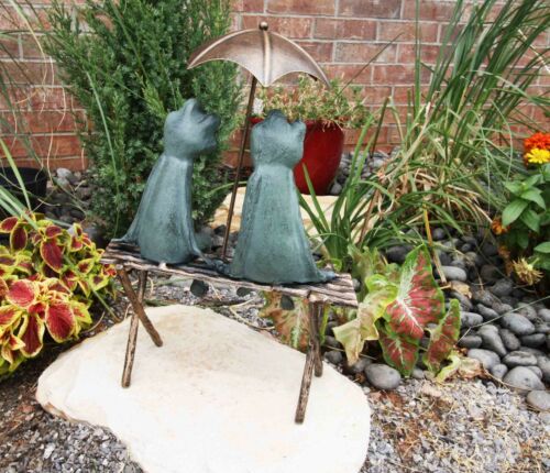Ebros Gift Ebros Verdi Green Aluminum Two Lover Frogs Under Umbrella Garden Statue 18"H