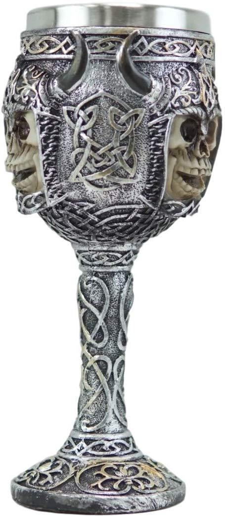 Ebros Gift Ebros Viking Skull With Bison Horned Helmet Mug And Wine Goblet 2 Pieces Set