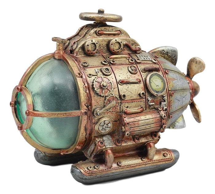 Ebros Gift Ebros Vintage Design Holmes Nautilus Steampunk Submarine LED Night Light Statue 7.5"L