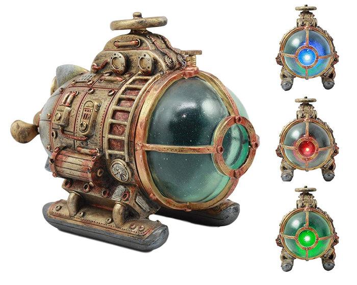 ebros gift Ebros Vintage Design Holmes Nautilus Steampunk Submarine LED Night Light Statue 7.5"L