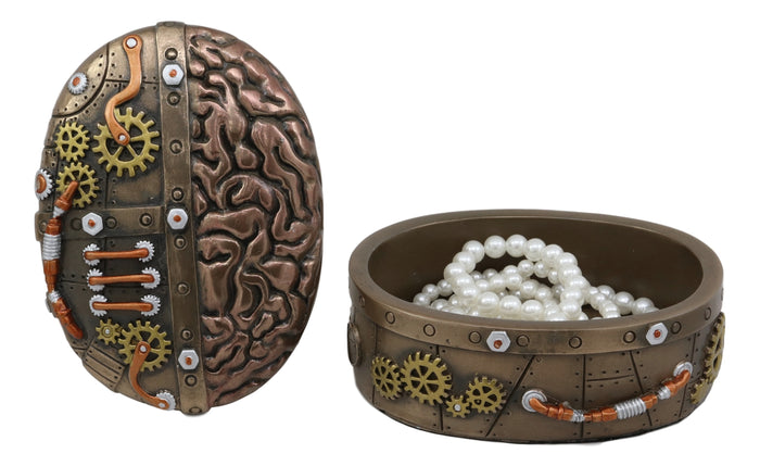 Ebros Gift Ebros Vintage Design Steampunk Brain Robotic Control Center Jewelry Box Figurine Decor