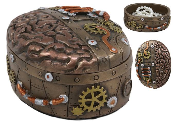 ebros gift Ebros Vintage Design Steampunk Brain Robotic Control Center Jewelry Box Figurine Decor