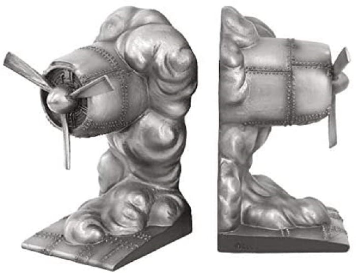 Ebros Gift Ebros Vintage Industrial Airplane Engine Resin Figurine Bookends Set 6"H