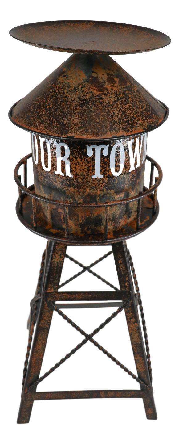 Ebros Gift Ebros Vintage Old Fashioned Rustic Metal Water Tank Tower Pillar Candle Holder Stand