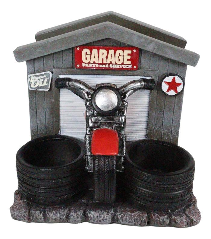 Ebros Gift Ebros Vintage Red Chopper Bike Garage Shop Tires Napkin & Salt Pepper Shakers Holder