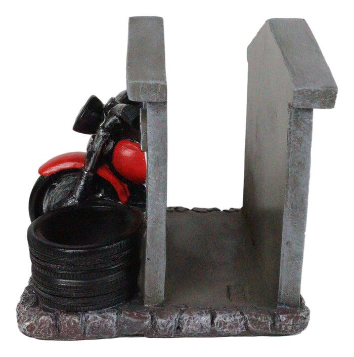 Ebros Gift Ebros Vintage Red Chopper Bike Garage Shop Tires Napkin & Salt Pepper Shakers Holder