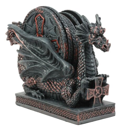 Ebros Gift Ebros Voyage Of The Rune Celtic Dragon Coaster Set Figurine W/ 5 Round Coasters