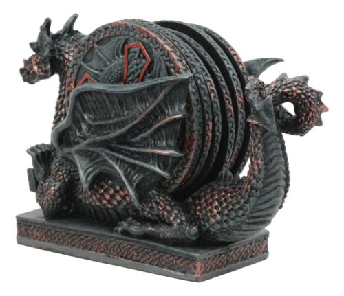 Ebros Gift Ebros Voyage Of The Rune Celtic Dragon Coaster Set Figurine W/ 5 Round Coasters