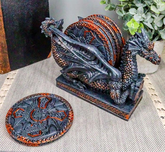 ebros gift Ebros Voyage Of The Rune Celtic Dragon Coaster Set Figurine W/ 5 Round Coasters