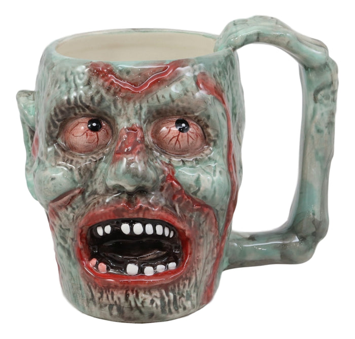 Ebros Gift Ebros Walking Dead Impaled Zombie Head Ceramic Coffee Mug With Peeling Flesh And Bloodshot Eyes Beer Stein Beverage Tankard Drinking Cup 12oz Zombie Apocalypse Collection