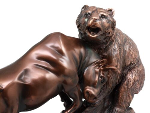 Ebros Gift Ebros Wall Street Charging Bull Goring Bear Bronze Electroplated Figurine