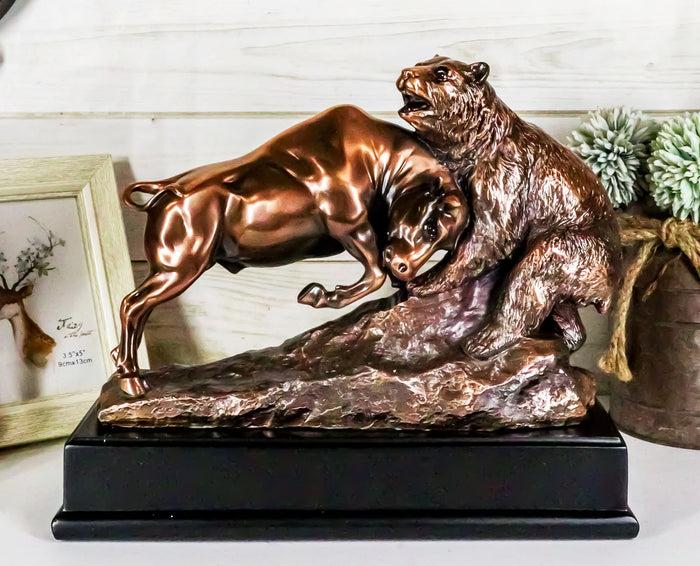 ebros gift Ebros Wall Street Charging Bull Goring Bear Bronze Electroplated Figurine