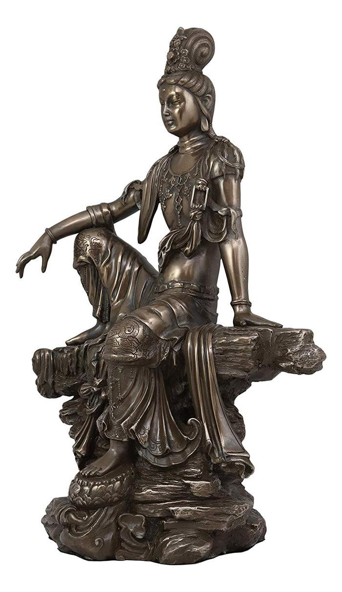 Ebros Gift Ebros Water And Moon Goddess Kuan Yin Bodhisattva Sitting Figurine 13.75"H