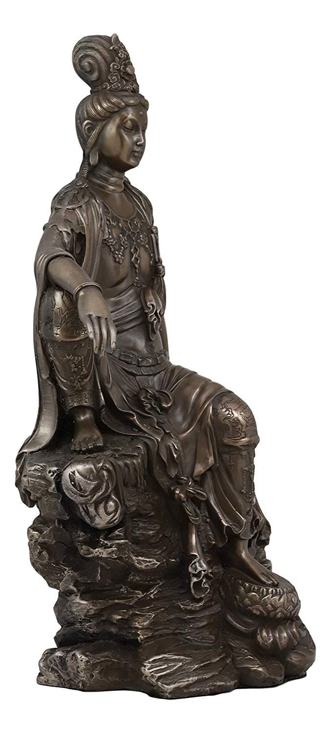 Ebros Gift Ebros Water And Moon Goddess Kuan Yin Bodhisattva Sitting Figurine 13.75"H