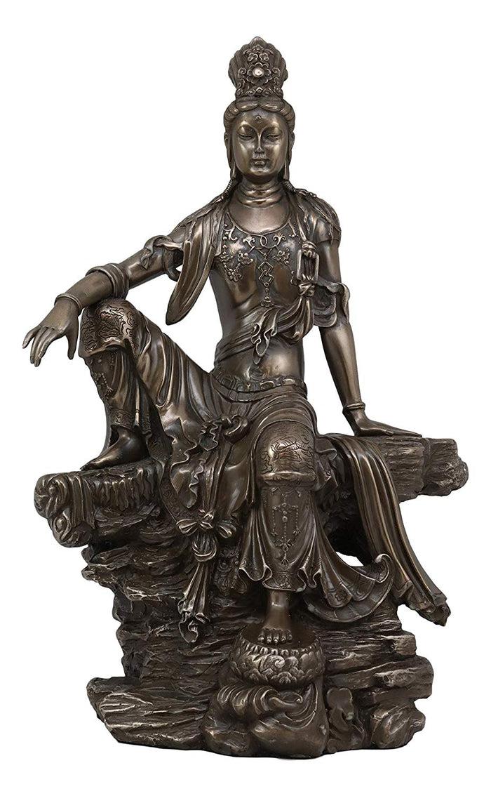 ebros gift Ebros Water And Moon Goddess Kuan Yin Bodhisattva Sitting Figurine 13.75"H
