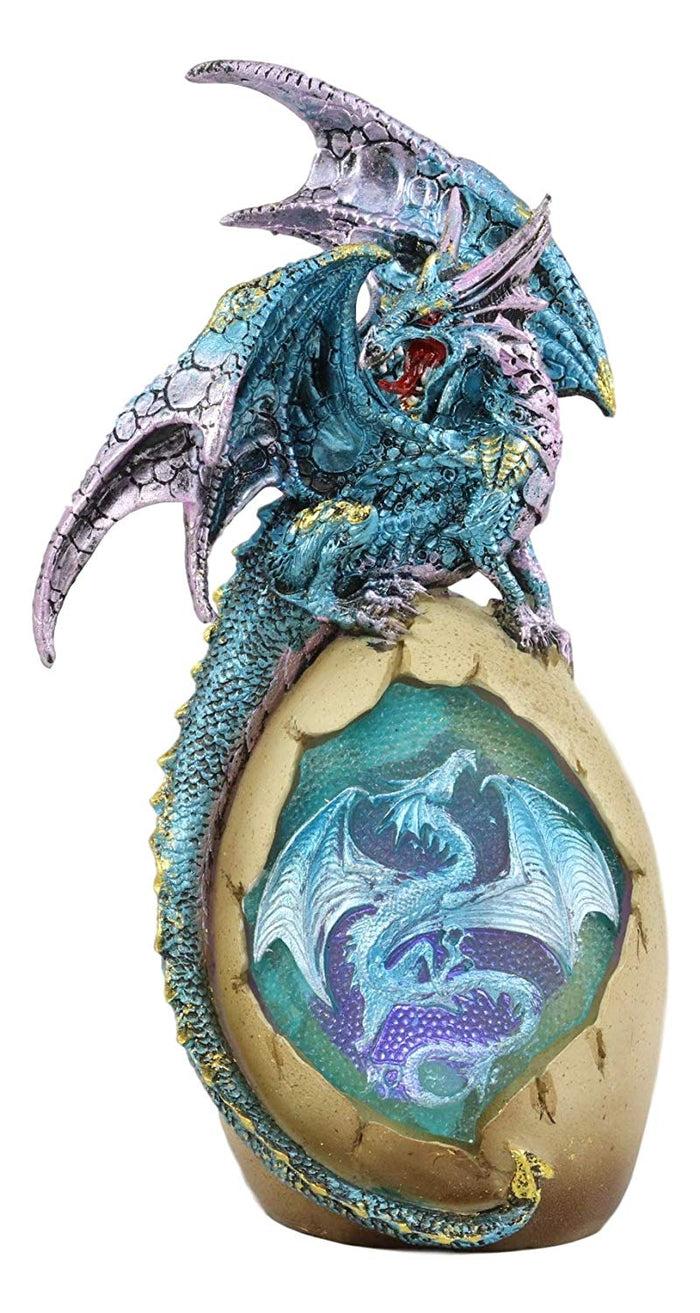 Ebros Gift Ebros Water Dragon With LED Light Guarding Dragon Egg Collection 10" Height