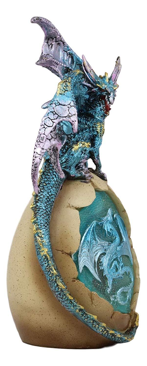 Ebros Gift Ebros Water Dragon With LED Light Guarding Dragon Egg Collection 10" Height