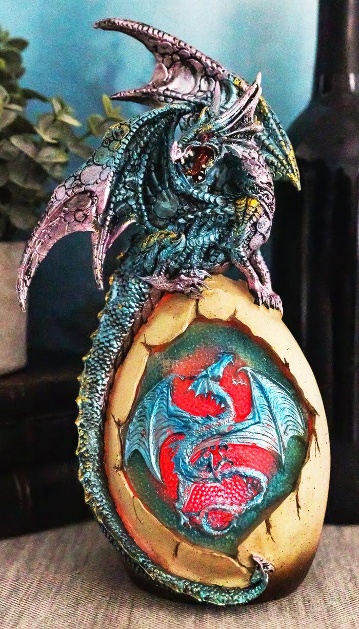 ebros gift Ebros Water Dragon with LED Light Guarding Dragon Egg Collection 10" Height