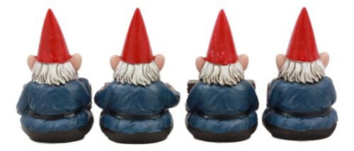 Ebros Gift Ebros Welcome Whimsical Gnome W/ Greeting Signs Statues 4"H Set 4 Garden Gnome