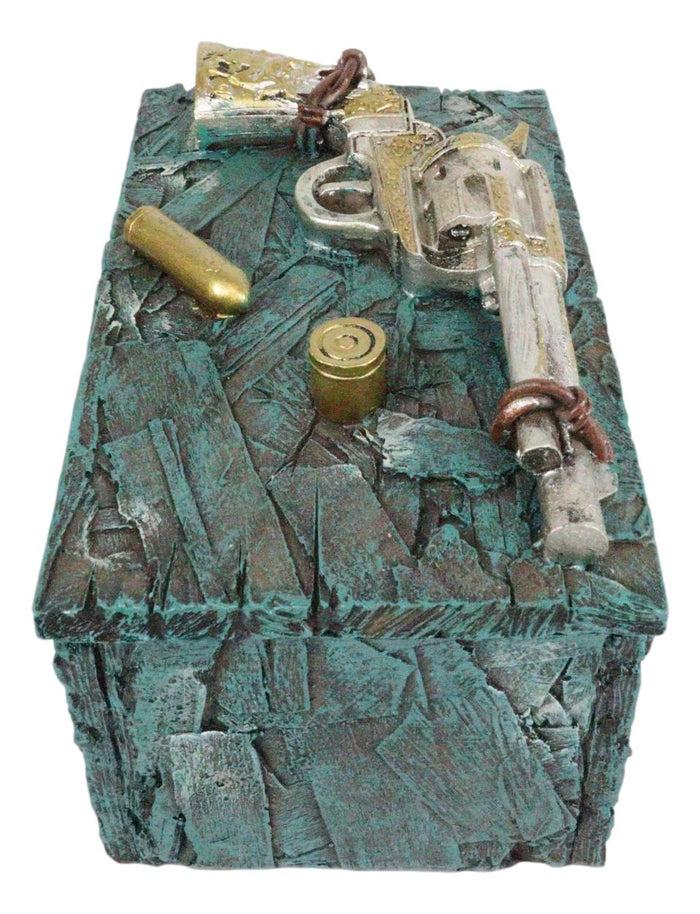 Ebros Gift Ebros Westerm Rustic Cowboy Revolver Pistol Gun And Bullets Decorative Box Figurine