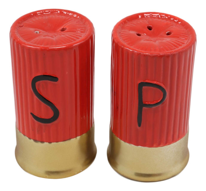 Ebros Gift Ebros Western 12 Gauge Shotgun Shells Hunter's Ammo Ceramic Salt And Pepper Shakers Decorative Figurine Set 3.5" Tall Country Cowboy Cowgirl Hunters Outdoorsmen Cabin Lodge Rustic Decor Statue
