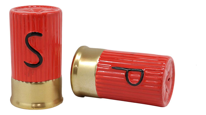 Ebros Gift Ebros Western 12 Gauge Shotgun Shells Hunter's Ammo Ceramic Salt And Pepper Shakers Decorative Figurine Set 3.5" Tall Country Cowboy Cowgirl Hunters Outdoorsmen Cabin Lodge Rustic Decor Statue