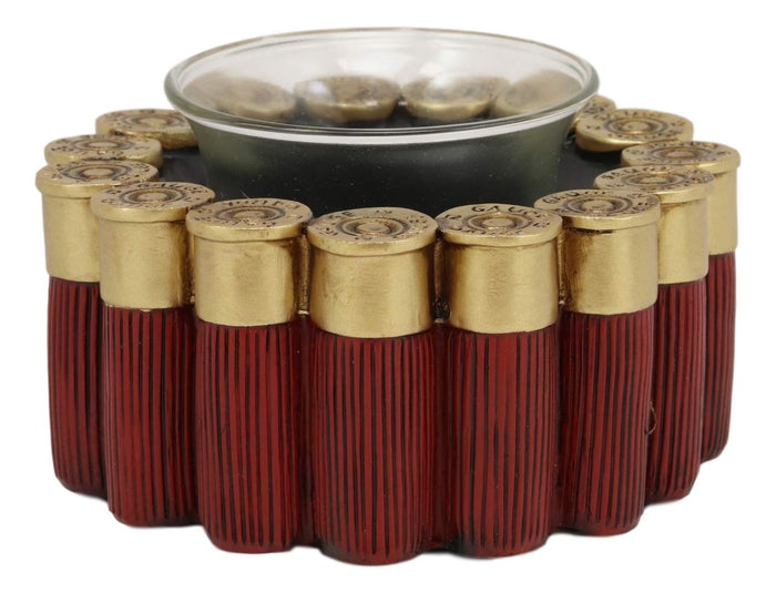 Ebros Gift Ebros Western 12 Gauge Shotgun Shells Hunter's Ammo Shell Casing Votive Candle Holder Decorative Figurine 4" Long Rustic Country Accent Tea Light Candleholder
