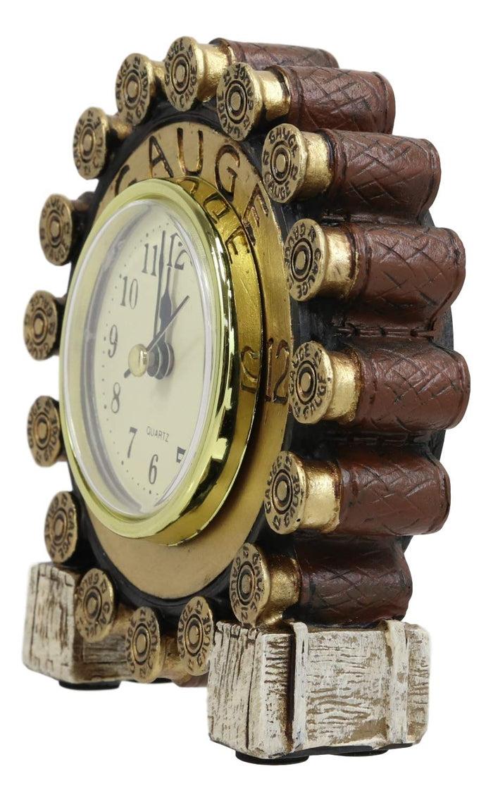 Ebros Gift Ebros Western 12 Gauge Shotgun Shells Rounds Designer Resin Analog Table Clock 4.75" Tall Decorative Home And Office Rustic Hunters Cabin Lodge Accent Clocks Bedside Desktop Shelves Decor