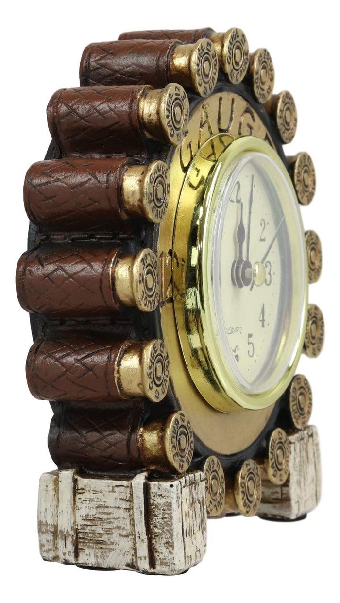 Ebros Gift Ebros Western 12 Gauge Shotgun Shells Rounds Designer Resin Analog Table Clock 4.75" Tall Decorative Home And Office Rustic Hunters Cabin Lodge Accent Clocks Bedside Desktop Shelves Decor