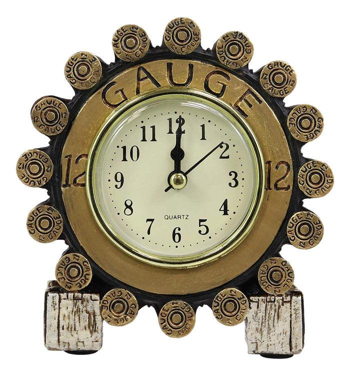 ebros gift Ebros Western 12 Gauge Shotgun Shells Rounds Designer Resin Analog Table Clock 4.75" Tall Decorative Home and Office Rustic Hunters Cabin Lodge Accent Clocks Bedside Desktop Shelves Decor